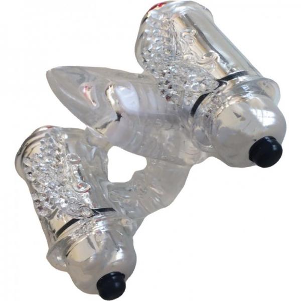 Wet Dreams Double Down Dual Motor Cock Ring With Power Bullet And Stimulator Tongue With Motor