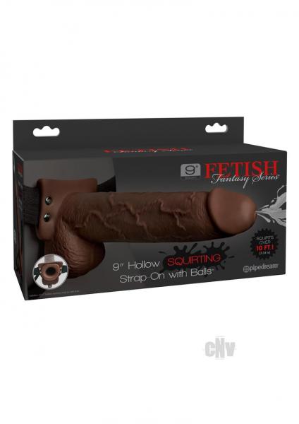 Fetish Fantasy Series 9 Hollow Squirting Strap On w/Balls - Brown