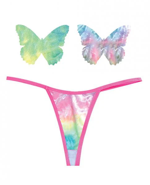 Neva Nude Naughty Knix Rainbow Sherbet Velvet G-string & Pasties - (color Varies) Multi O/s