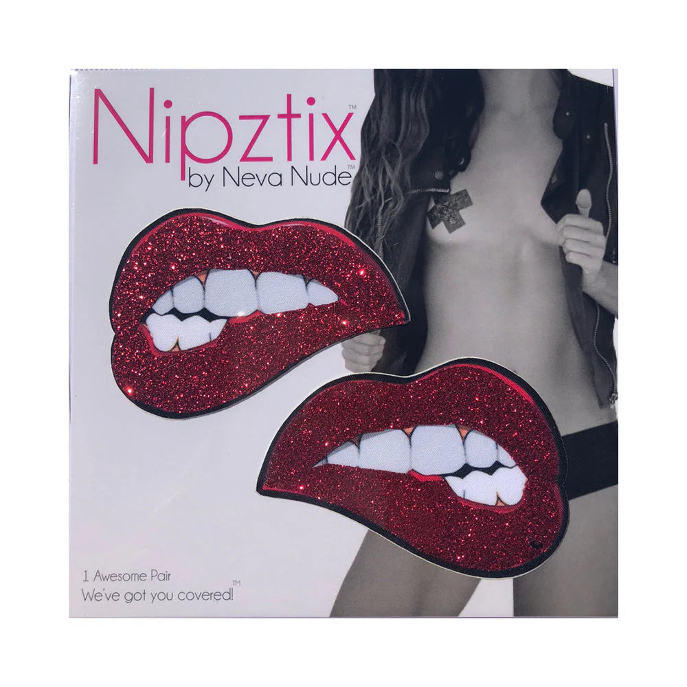 Neva Nude Pasty Bite Me Lips Glitter Red