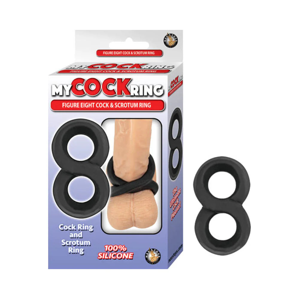 My Cockring Figure Eight Cock & Scrotum Ring Black