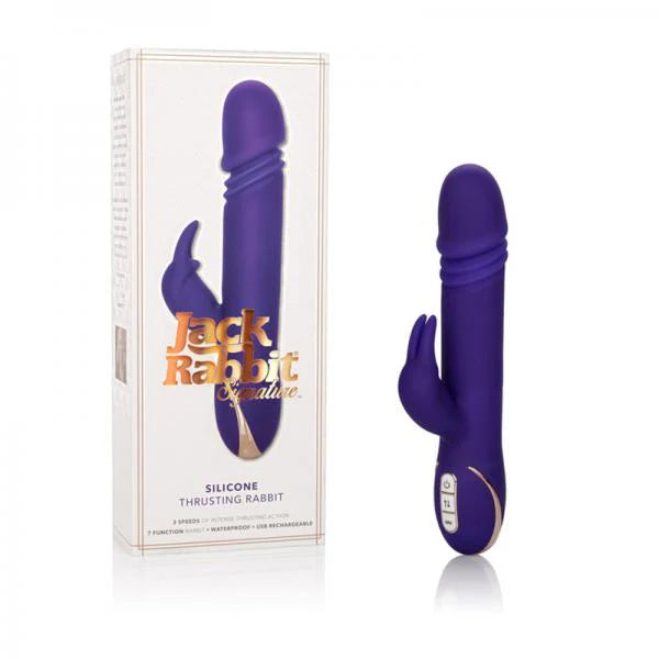 Jack Rabbit Silicone Thrusting Vibrator Purple