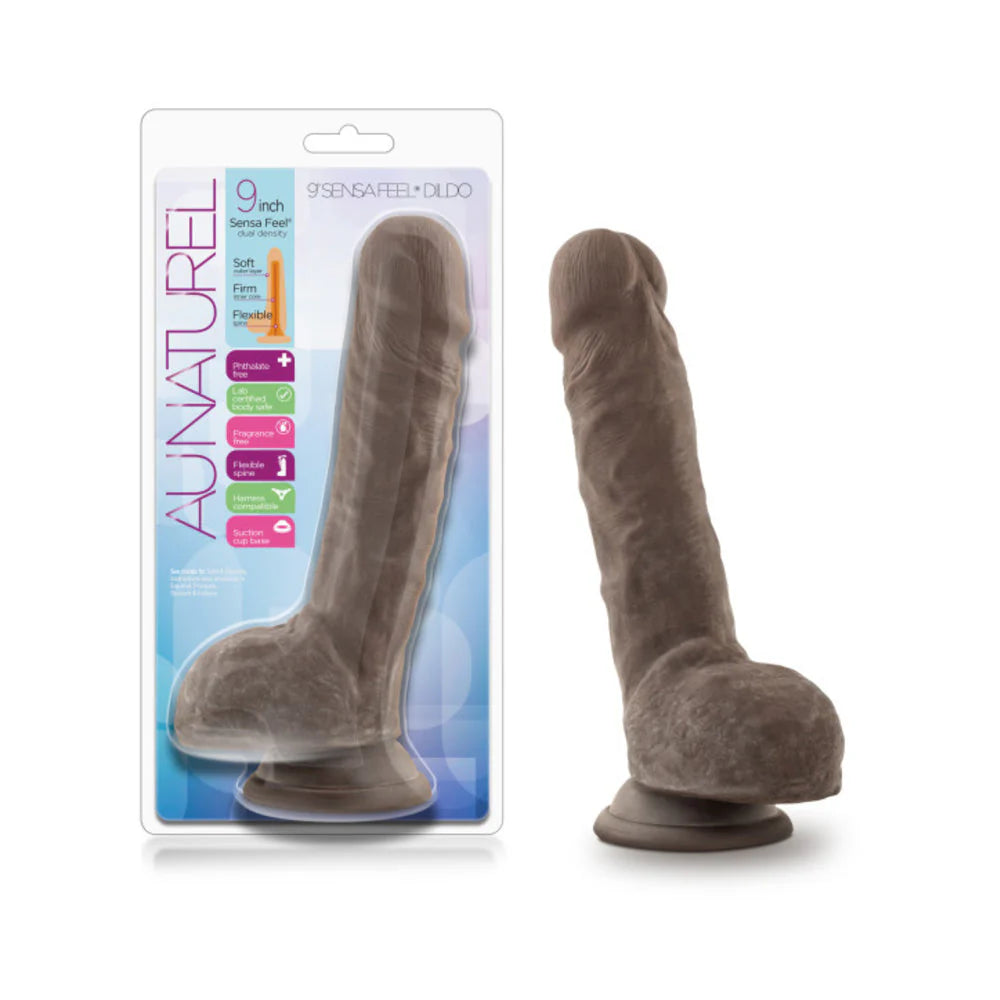 Au Naturel - 9in Sensa Feel Dildo - Chocolate