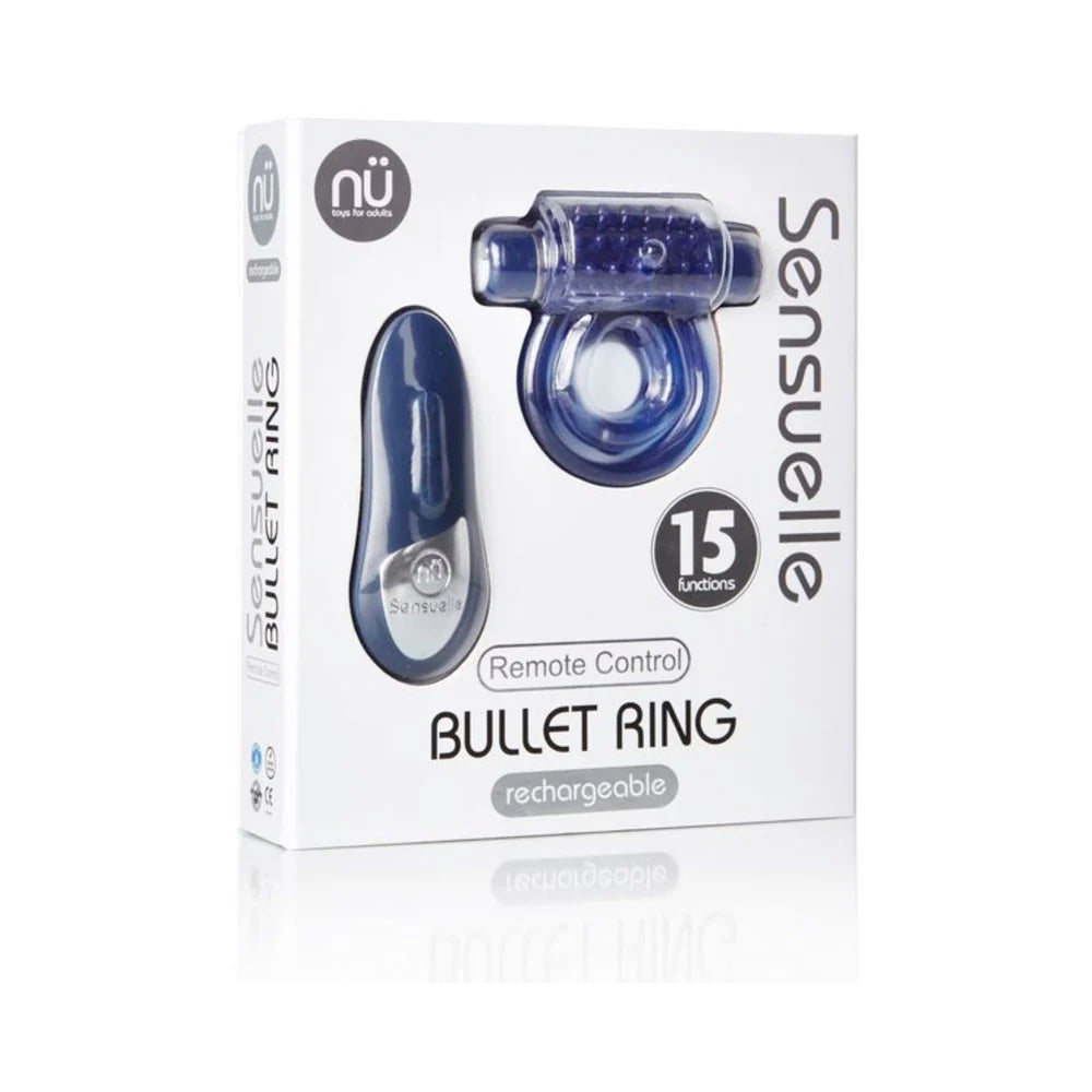 Sensuelle Remote Control Cockring 15 Function Rechargeable Waterproof -blue