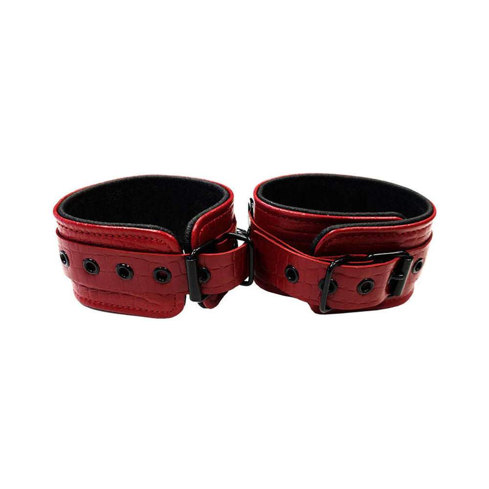 Leather Ankle Cuffs Burgunday & Black Accessories