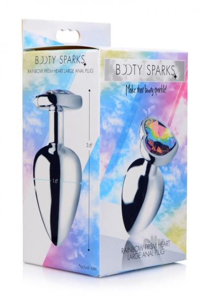 Bootysparks Rainbow Prism Heart Anal Plug - Large