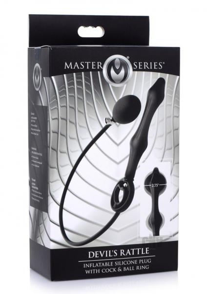 Devils Rattle Inflatable Silicone Anal Plug With Cock And Ball Ring