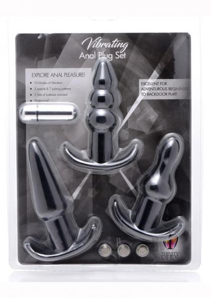 4 Piece Vibrating Anal Plug Set - Black