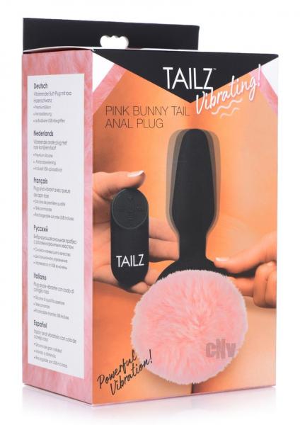 Pink Bunny Tail Vibrating Anal Plug