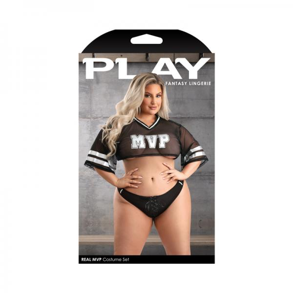 lingerie, complete set, mesh, women wear, costume, mvp, Cropped mesh jersey top Lace up panty