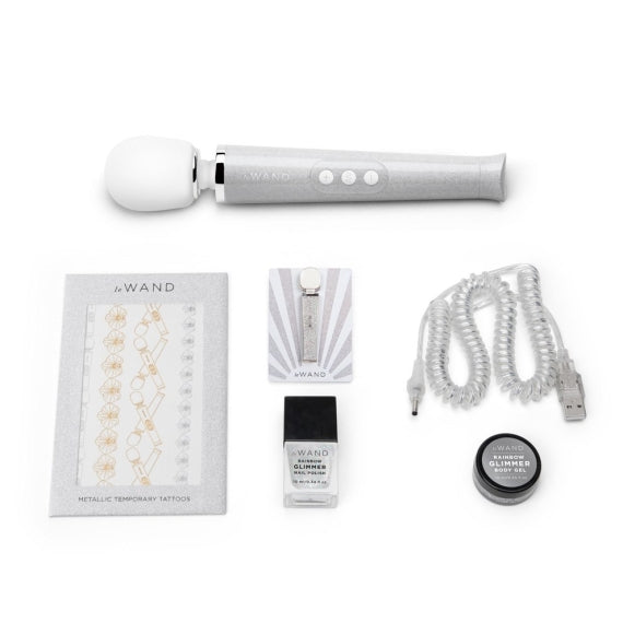Le Wand All That Glimmers Set - White, wand vibrator, sex toy, adult toy