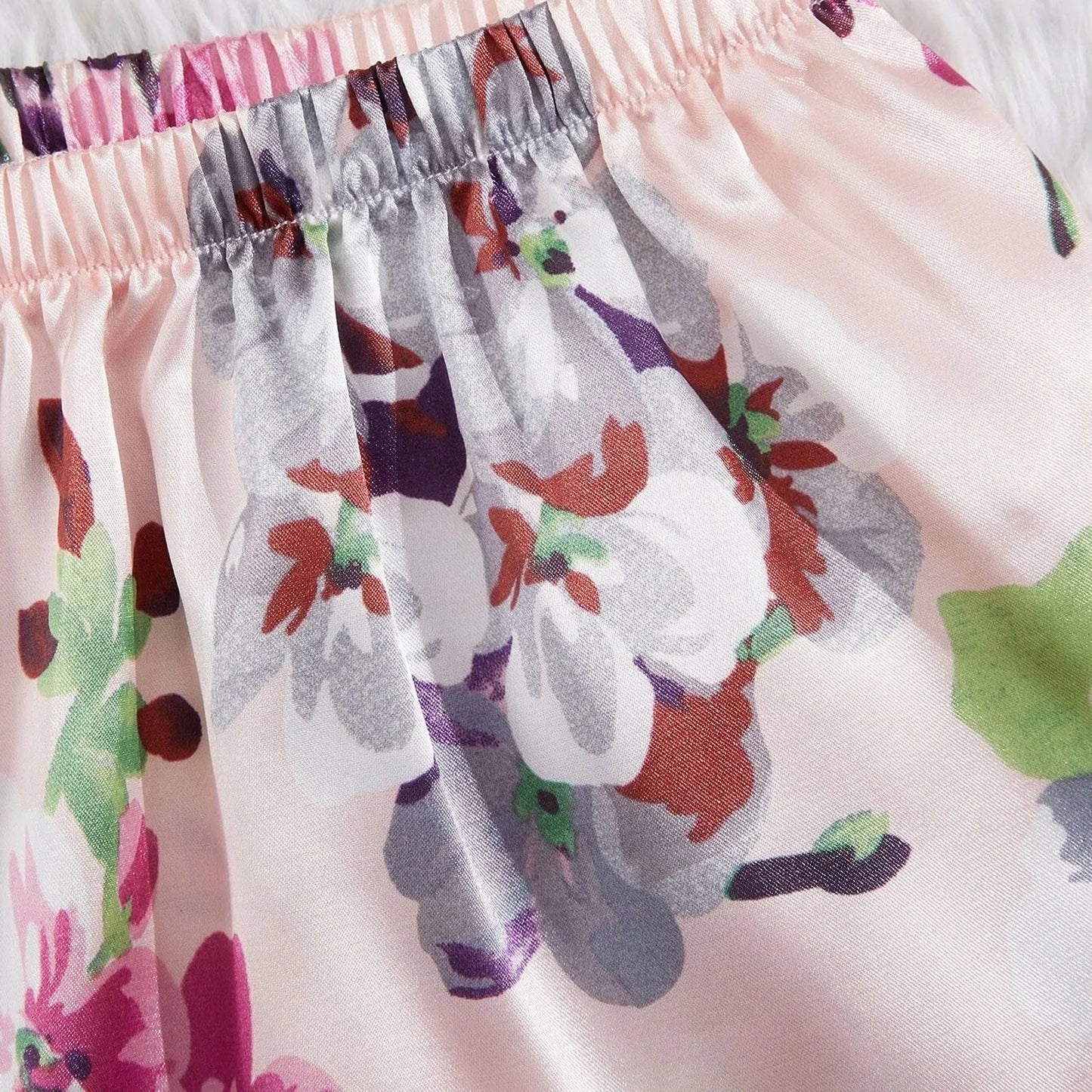 Lingeries Sets Sexy Satin Silk Lingerie Sleepwear Flower Printing Underwear