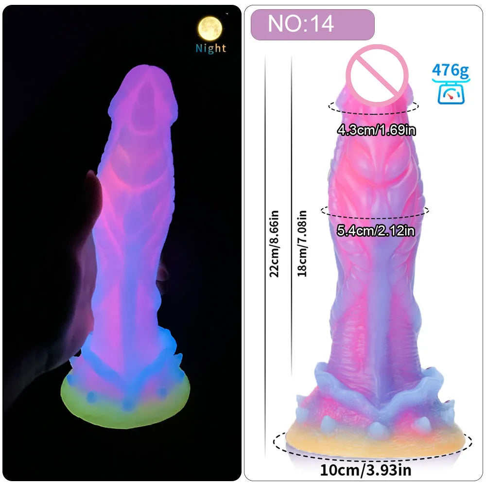 Anal/Vaginal Dildo Luminous Sex Toys for Women/Men Dick Animal/Monsters Dildos