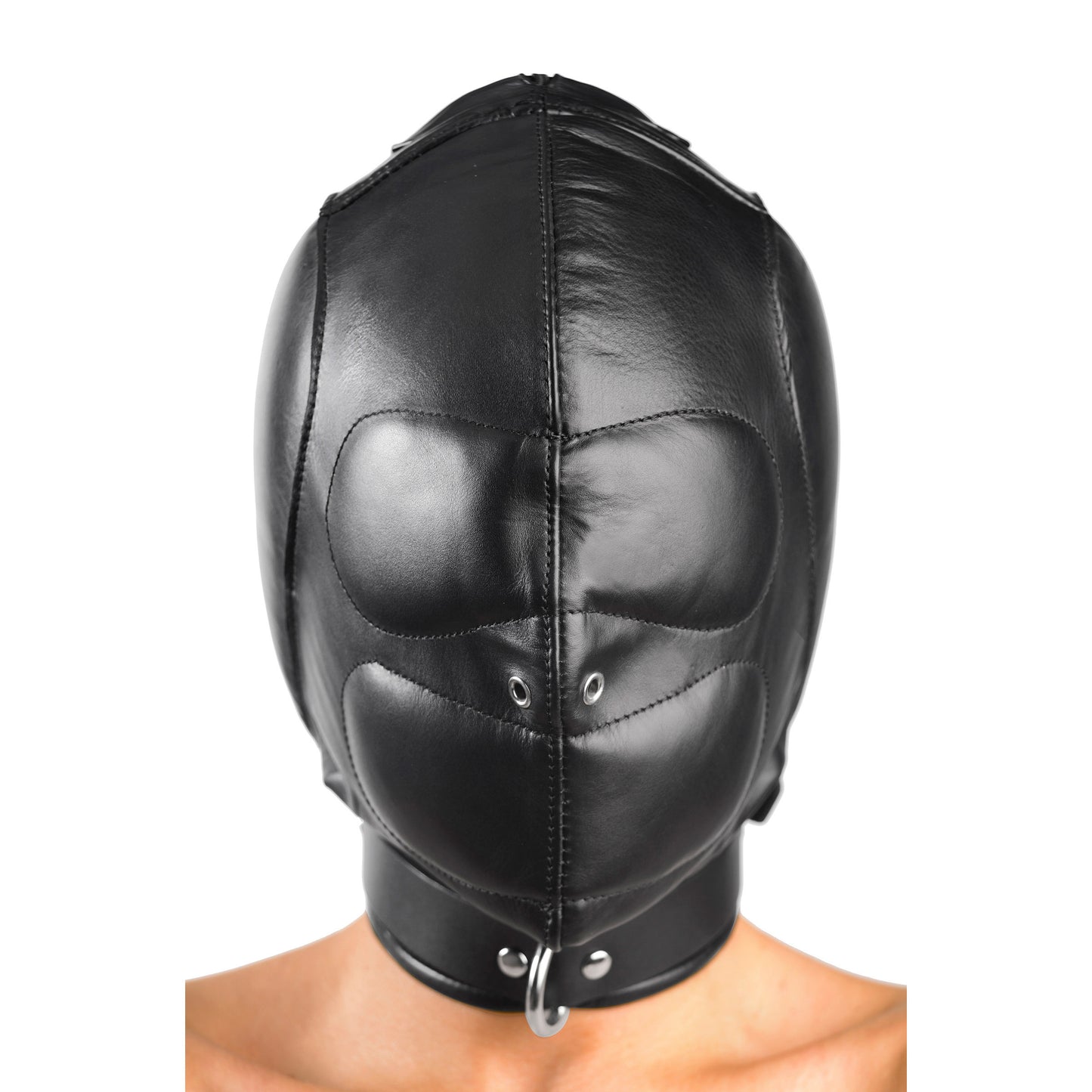 leather, hood, muzzle, gag, bdsm gear, bondage wear, fetish, submission, sensory deprivation
