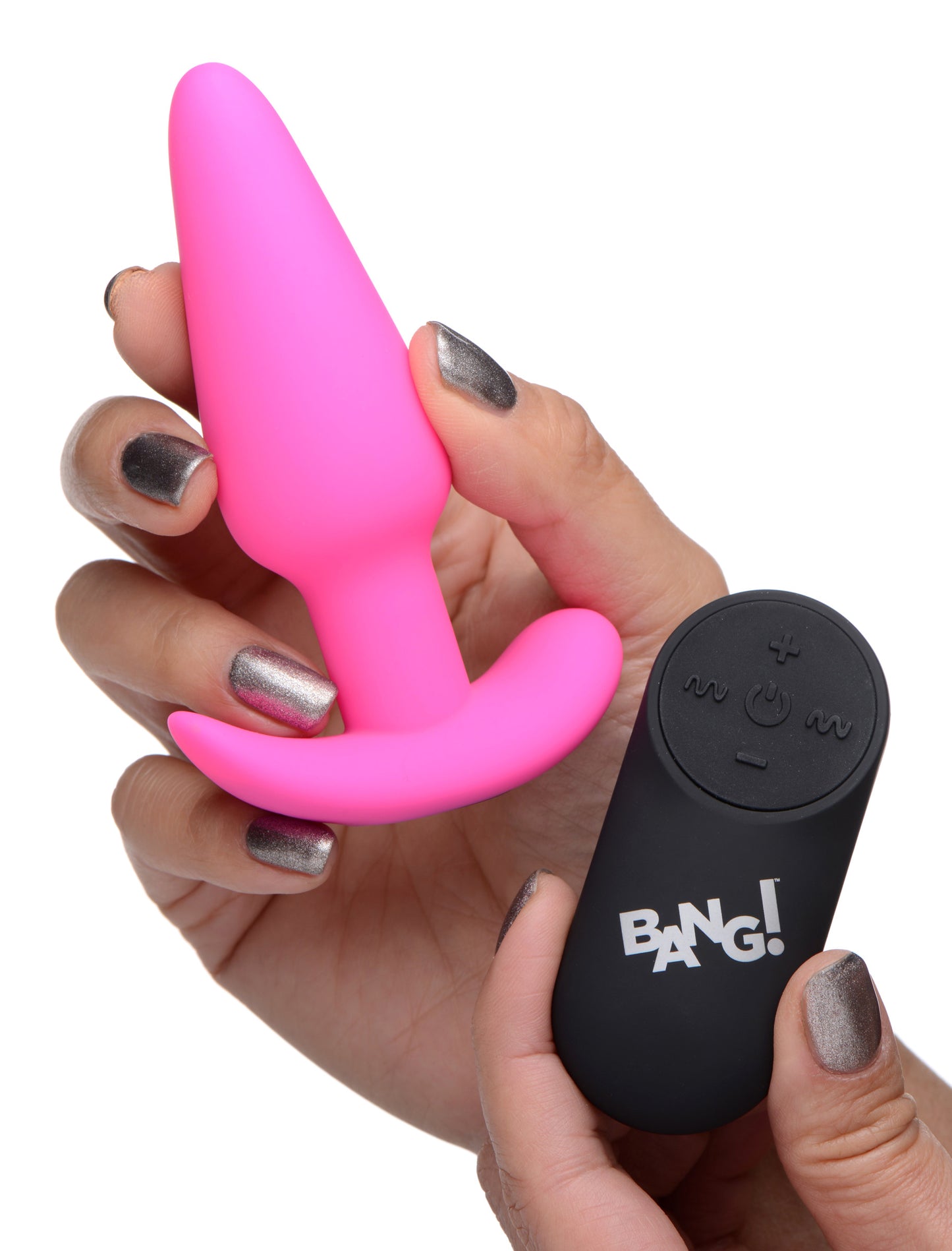 Remote Control 21x Vibrating Silicone Butt Plug - Pink