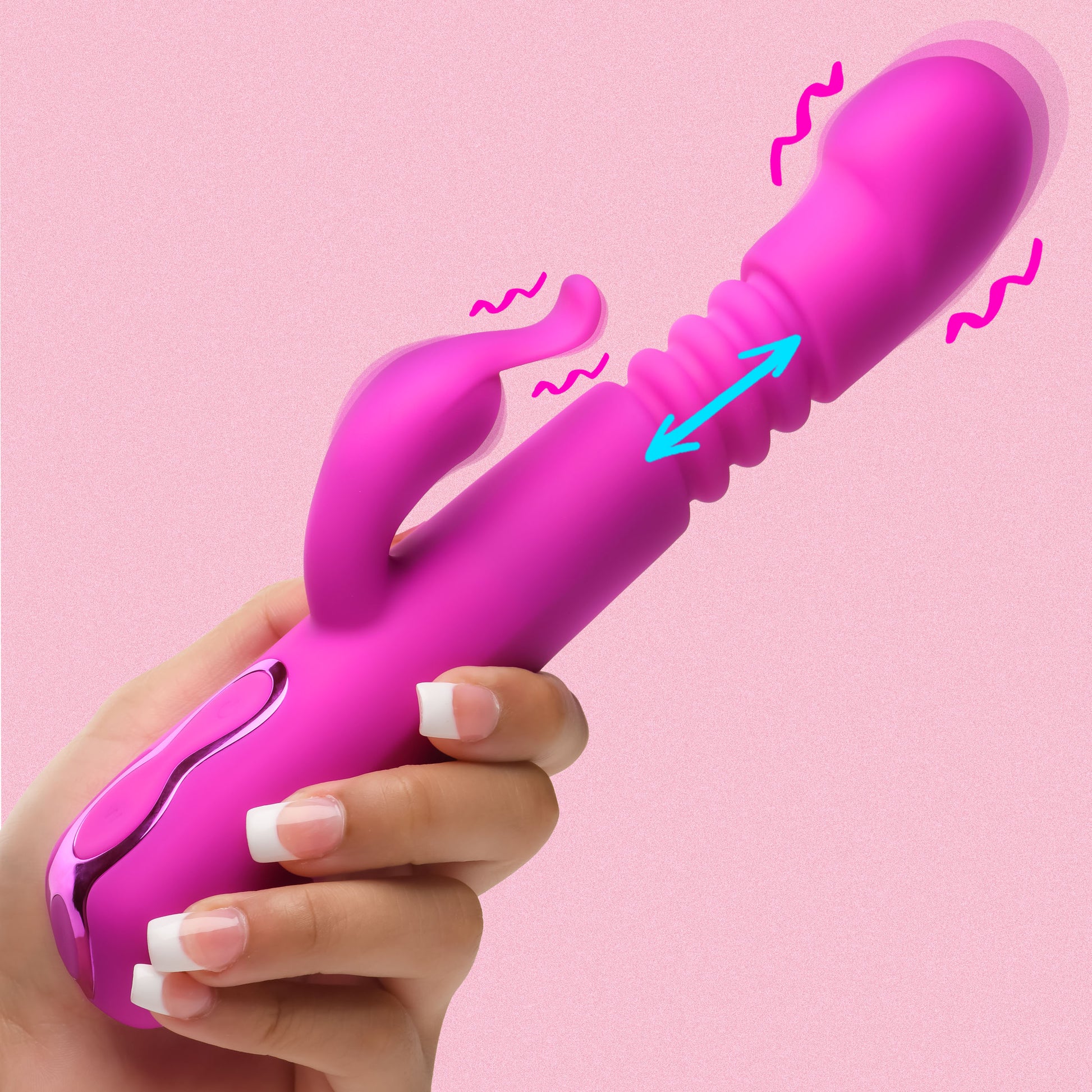 rabbit vibrator, bunny vibrator, sex toy, women, adult toy, clitoral stimulator, g-spot stimulator, thrusting