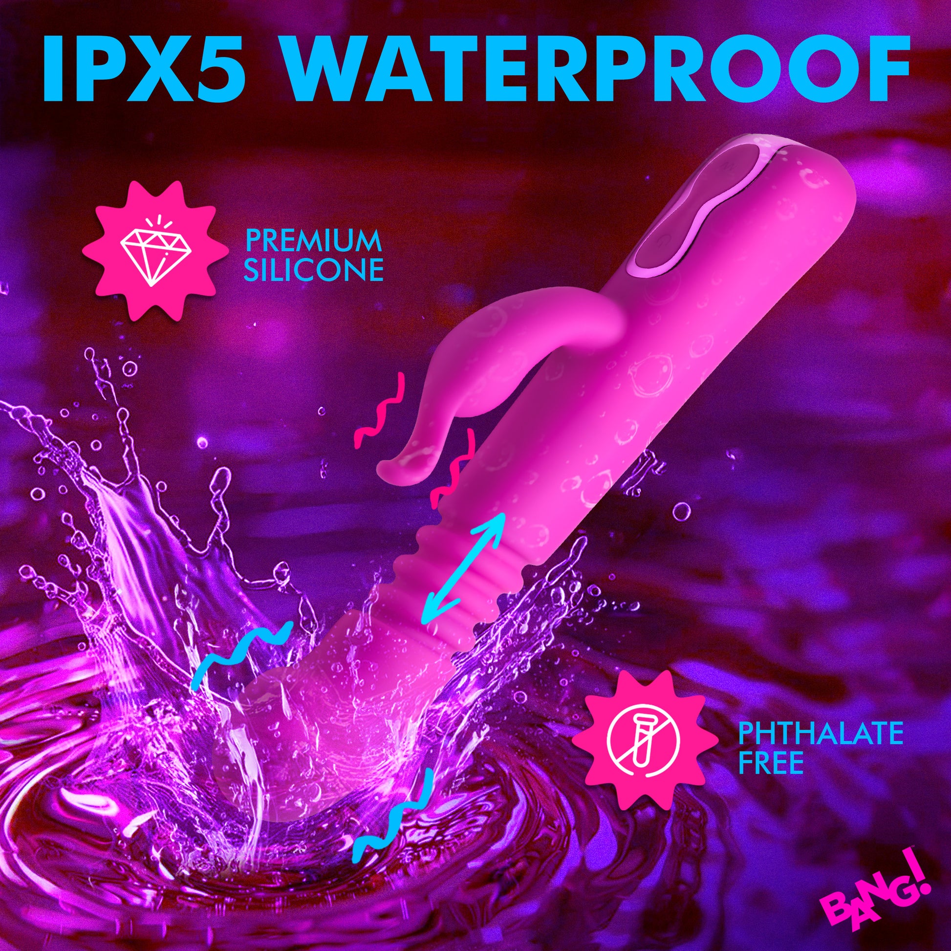 rabbit vibrator, bunny vibrator, sex toy, women, adult toy, clitoral stimulator, g-spot stimulator, thrusting