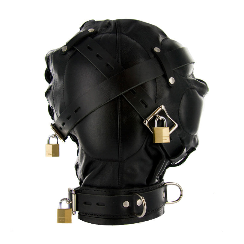 leather, muzzle, hood, gag, sensory deprivation, bondage gear, bdsm, submission, fetish, kink wear