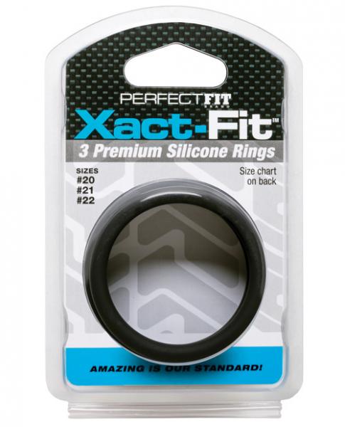 Perfect Fit Xact-fit Silicone Rings L-xl (#20, #21, #22) Black
