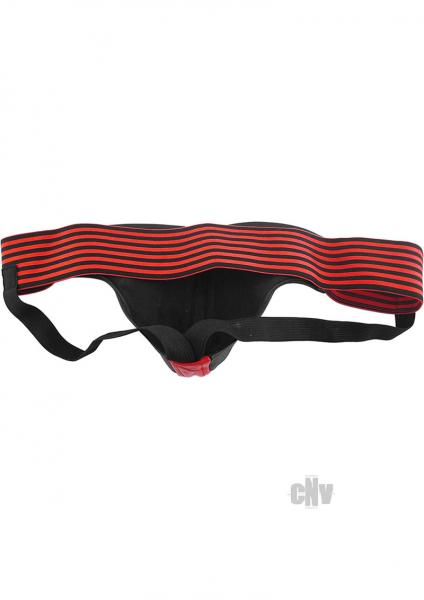 Rouge Leather Jockstrap Stripes Red Black