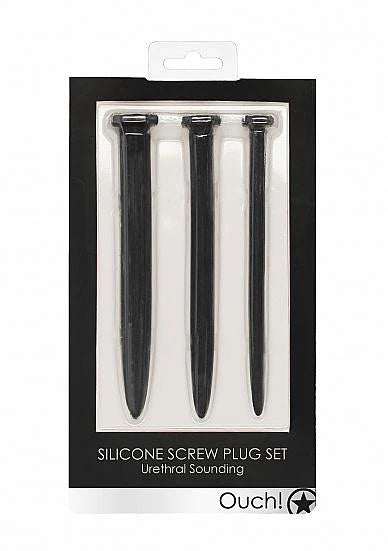 Silicone Screw Plug Set - Urethral Sounding - Black