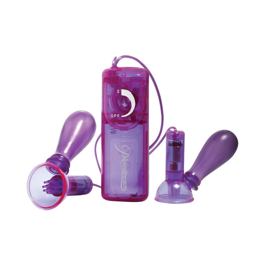 Fetish Fantasy Vibrating Nipple Pumps Purple