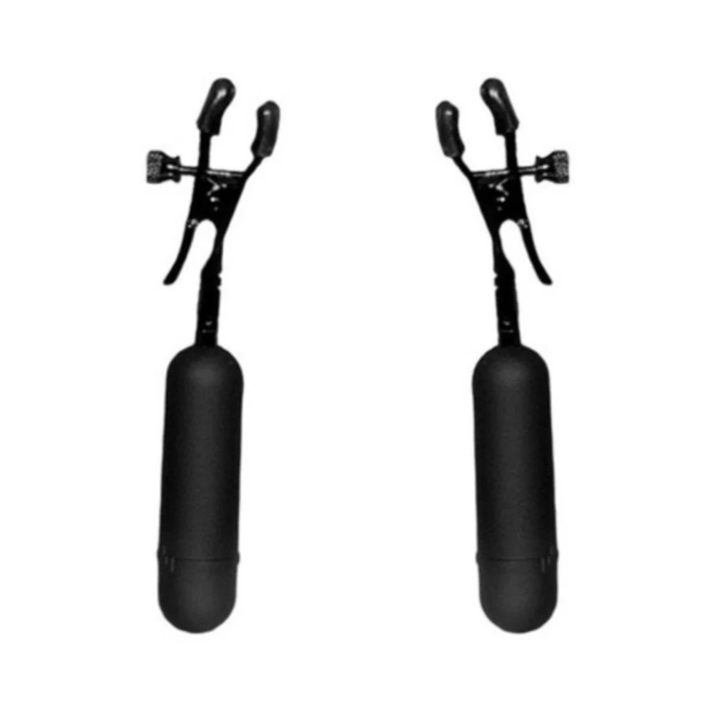 Cordless Vibrating Nipple Clamp Black Adjustable