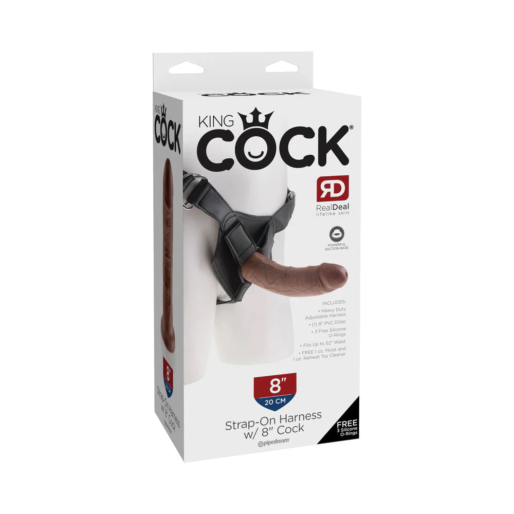King Cock Strap On Harness 8 inches Dildo