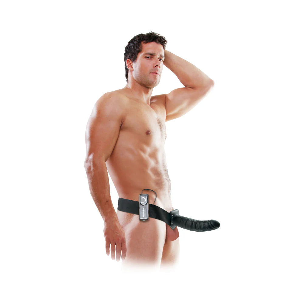 8 inches Vibrating Hollow Strap-On
