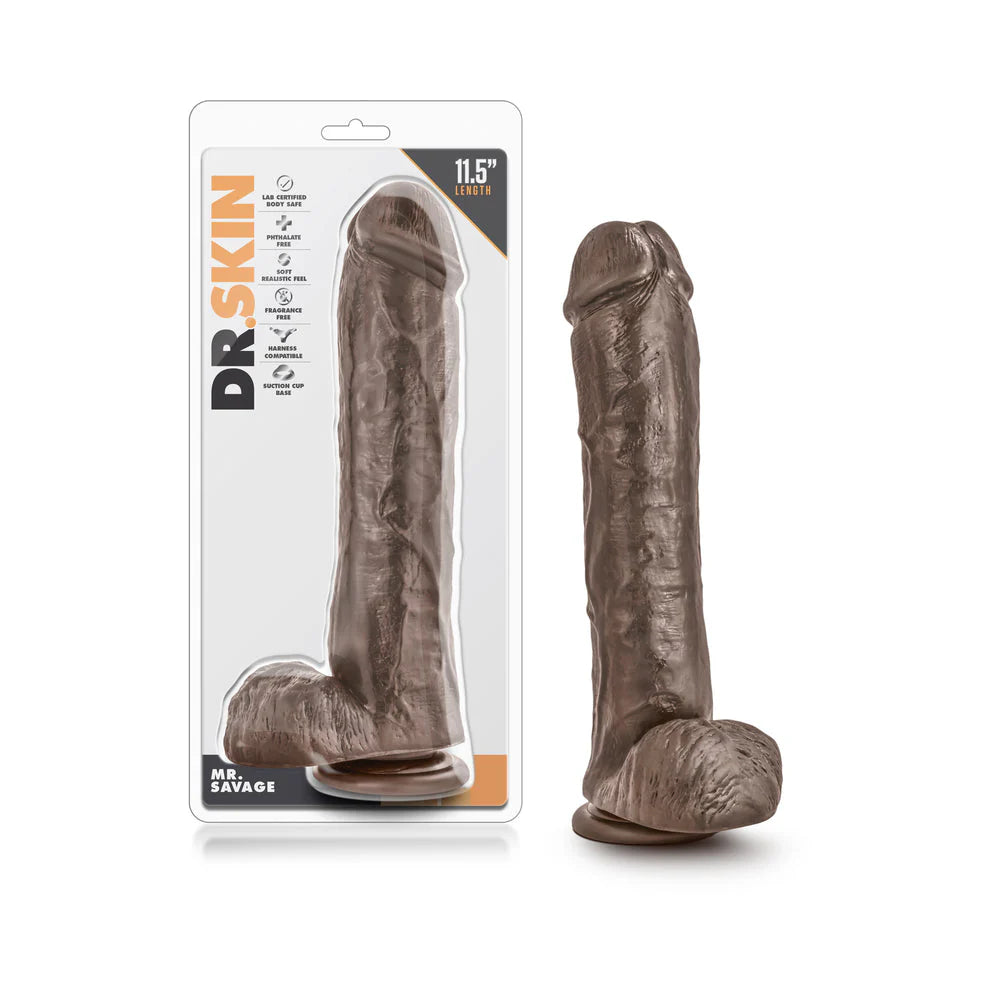 Mr Savage 11.5 inches Dildo with Suction Cup Brown