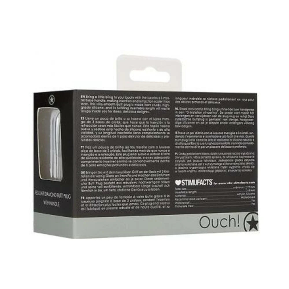 Ouch! Regular Diamond Butt Plug With Handle - Black