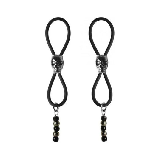 Bijoux De Nip Nipple Halos Black Skull Slider Black Silver