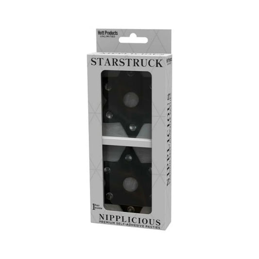 Nipplicious Starstruck Star-shaped Leather Pasties With Studs & Nipple Hole Black