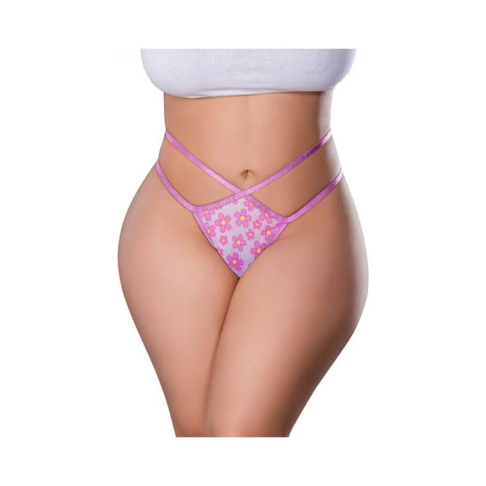Magic Silk Daisy Split Crotch Thong Daisy Print Queen Size