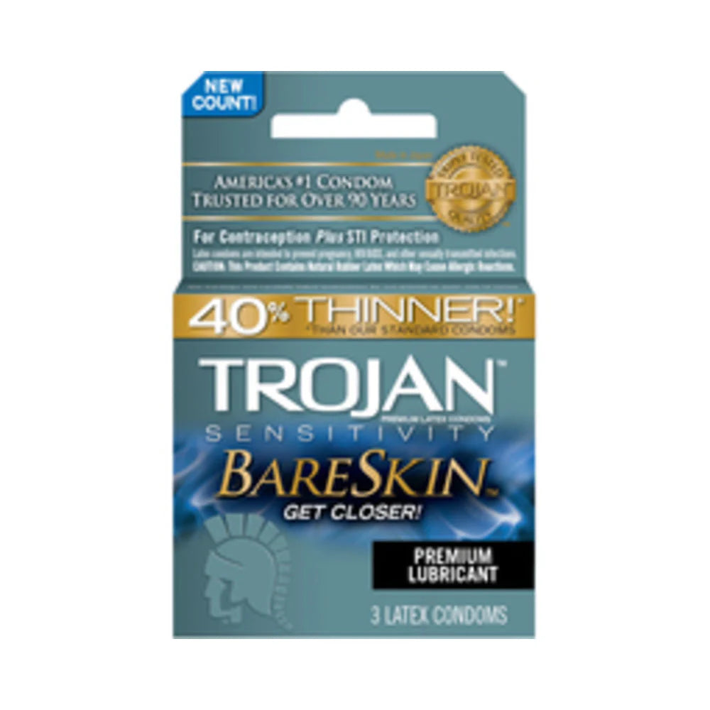 Trojan Bareskin Thinner Latex Condoms (3 Pack)