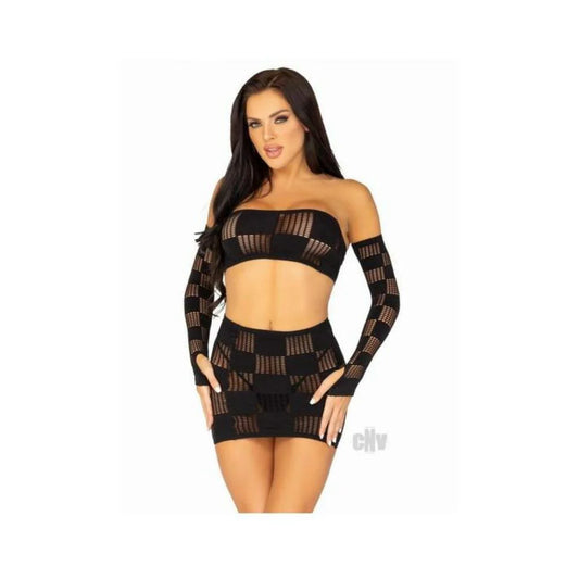 Checkerboard Bandeau Skirt Warmer Os Blk