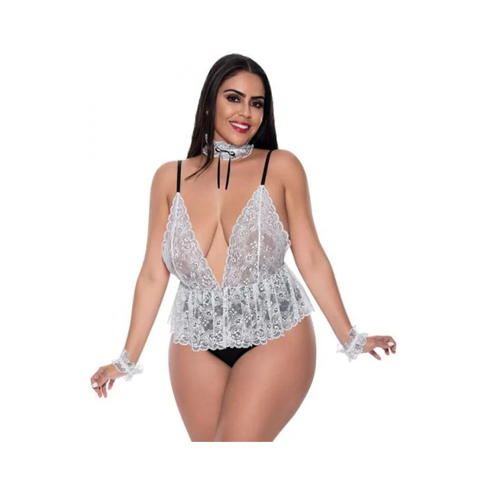 Magic Silk Dress Up Full Service Costume White Queen Size