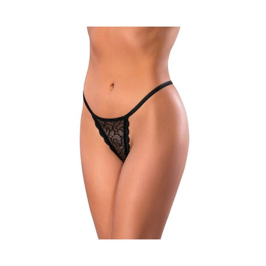 Magic Silk Soft Petals Lace Thong Black L/xl
