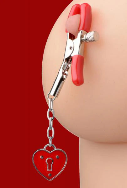 Captive Heart Padlock Nipple Clamps