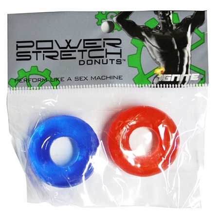 Ignite Power Stretch Donuts Cockrings - Pack of 2 Red/Blue