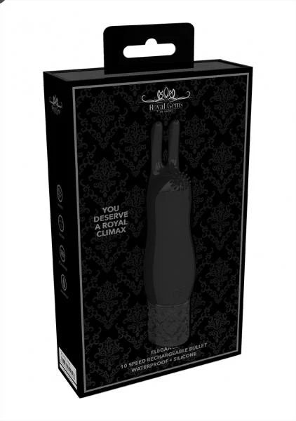 Royal Gems Elegance Black Rechargeable Silicone Bullet