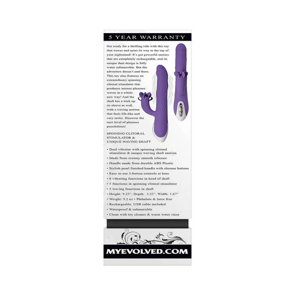 Evolved Tilt-o-whirl Dual Vibe With Spinning Clit Stimulator 8 Vibe Functions And 5 Wave Functions I