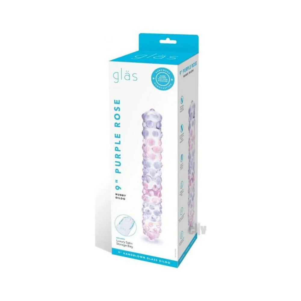 Glas Purple Rose Nubby Glass Dildo 9"