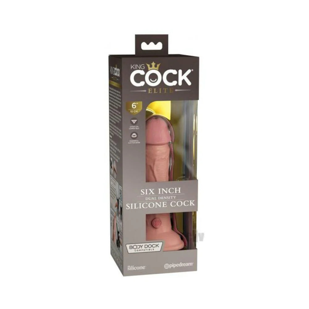 King Cock Elite Silicone Dual-density Cock 6 In. Light