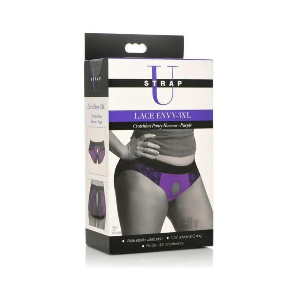 Strap U Lace Envy Crotchless 3xl Purple