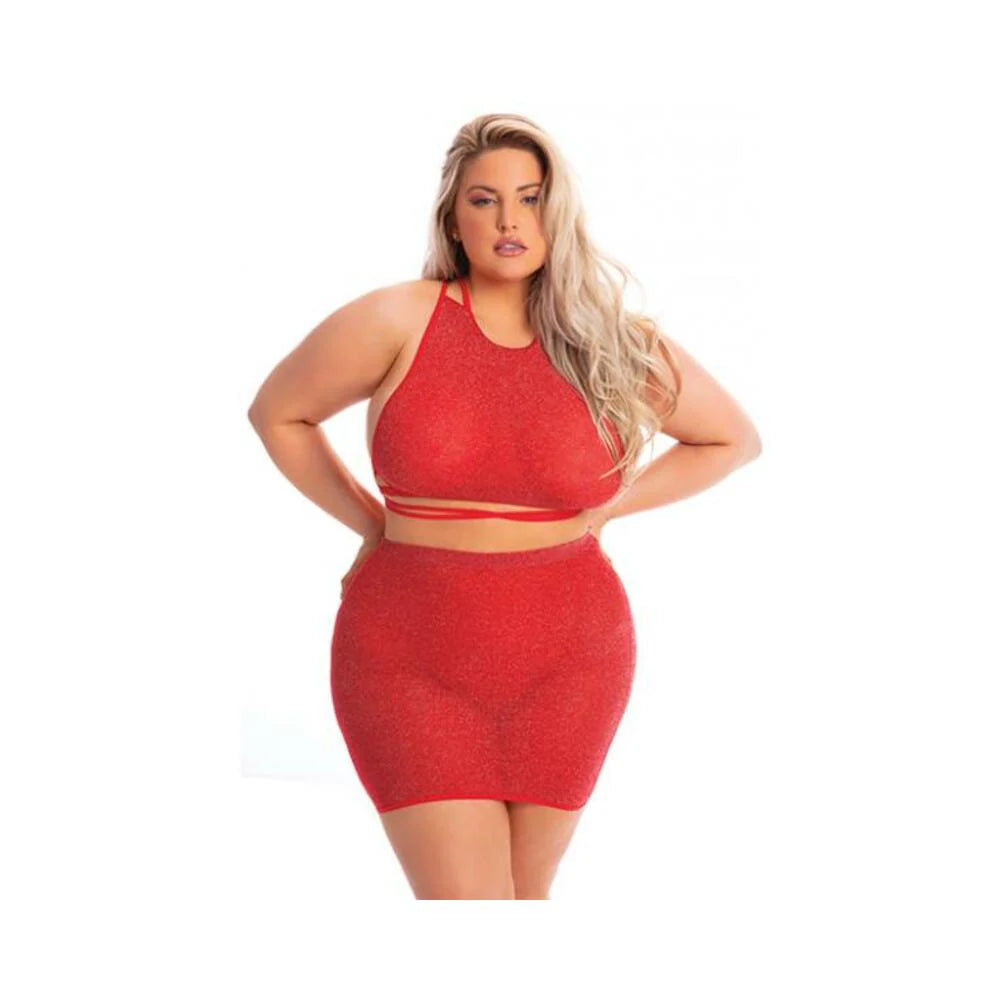 Pink Lipstick Midnight Sun Skirt Set Red Qn