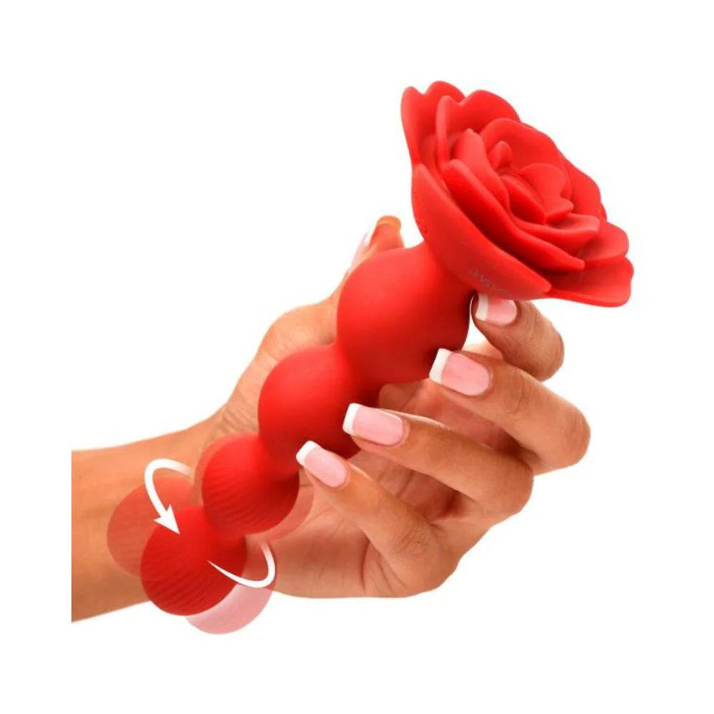 10x Rose Twirl Vibrating And Rotating Silicone Anal Beads