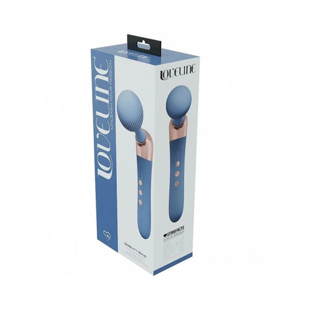Loveline Serenity Wand Silicone Rechargeable Splashproof Blue/grey