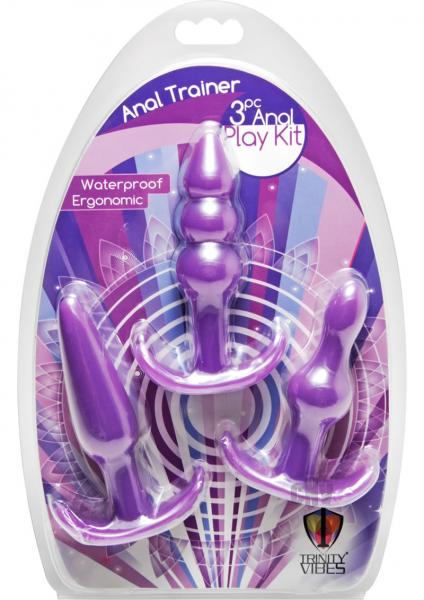 3 Piece Anal Play Kit Purple Butt Plugs