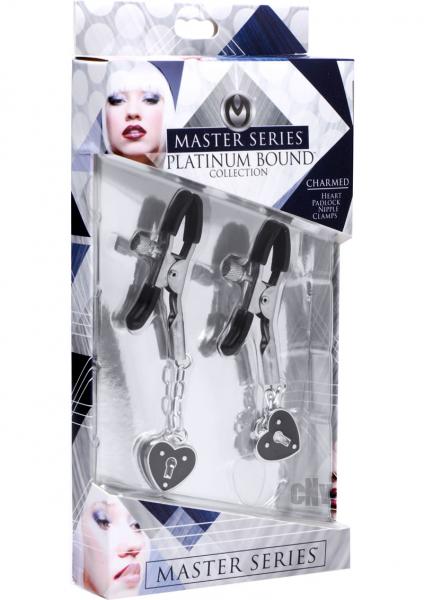 Charmed Heart Padlock Nipple Clamps Black
